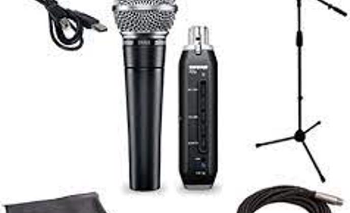 Shure SM58S Mic, Stand, and USB Cable Kit