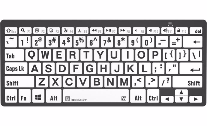 LogicKeyboard LargePrint Black on White - Bluetooth Mini Keyboard (American English)