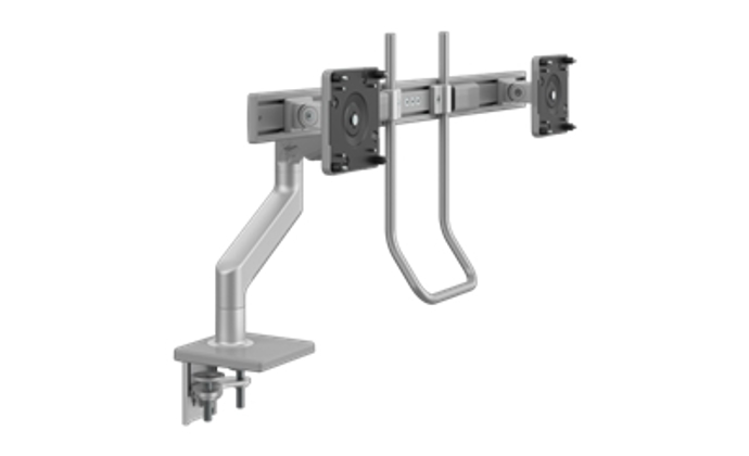 Humanscale M8.1 Dual Monitor Arm with Crossbar, Handle, & Two-Piece Clamp (Silver)