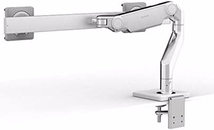 Humanscale M8.1 Dual Monitor Arm with Crossbar, Handle, & Bolt-Thru Mount (Silver)