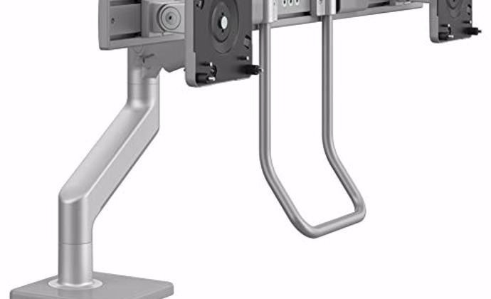 Humanscale M10 Dual Monitor Arm with Crossbar, Handle, & Two-Piece Clamp (Silver)