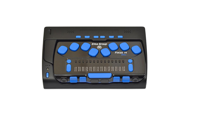 Elbraille with Focus 14 Blue Braille Display