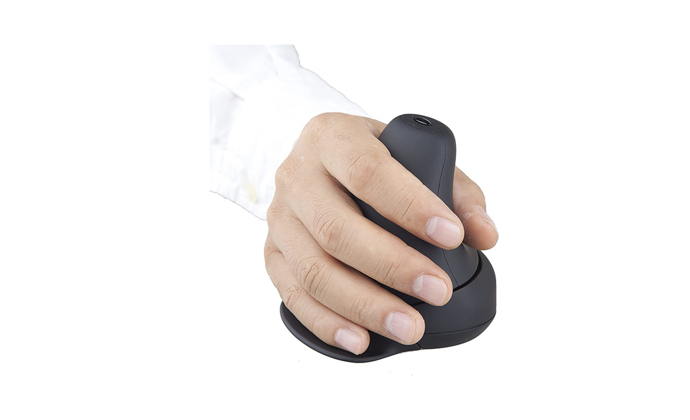 Goldtouch Rockstick 2 Mouse (Wireless, Large) with hand on the mouse