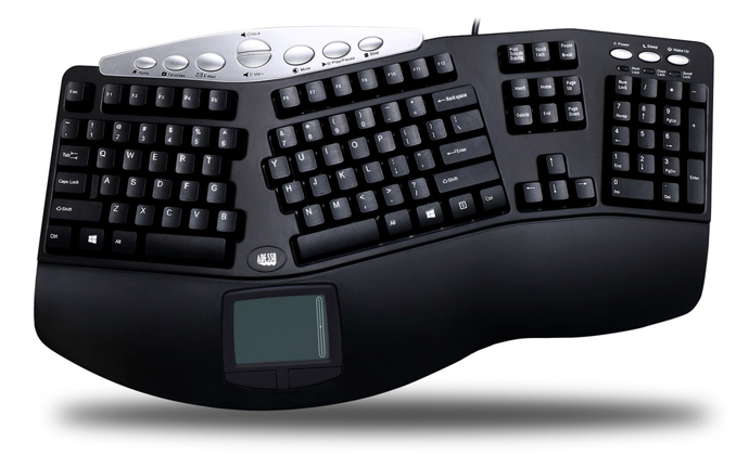 Adesso Tru-Form Pro 308 Contoured Ergonomic Keyboard with Touchpad (USB PS2)