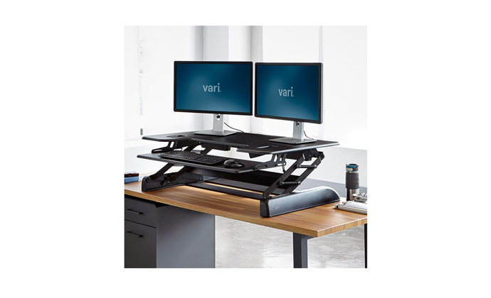 VariDesk Tall 40 with 2 monitors in a standing position