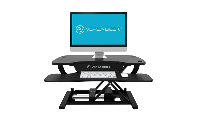 Versadesk Power Pro 48 standing front view with monitor