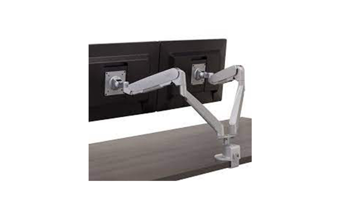 Workrite Conform Dual Monitor Arm (Silver, Clamp _ Grommet)