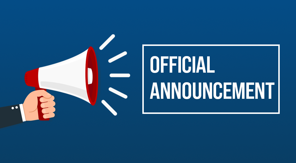 Graphic that has a microphone reading "Official Announcement"