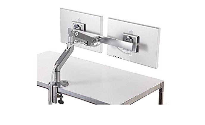 Humanscale M8.1 Dual Monitor Arm with Crossbar & Two-Piece Clamp (Silver)